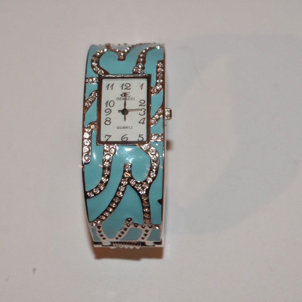 Blue and Turquoise Bracelet with Clock